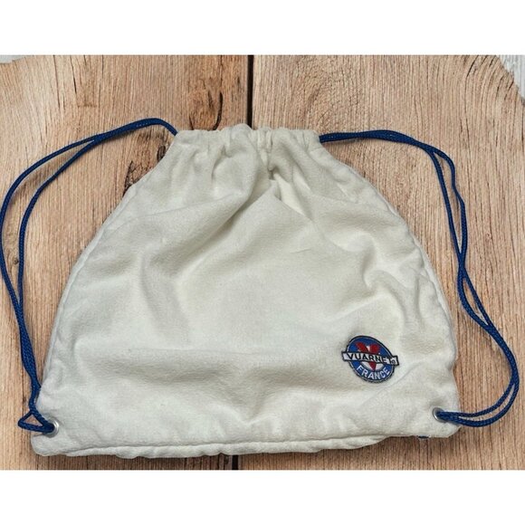 Vintage Vuarnet France Lined Backpack Drawstring Bag White Terry Cloth - Picture 1 of 9